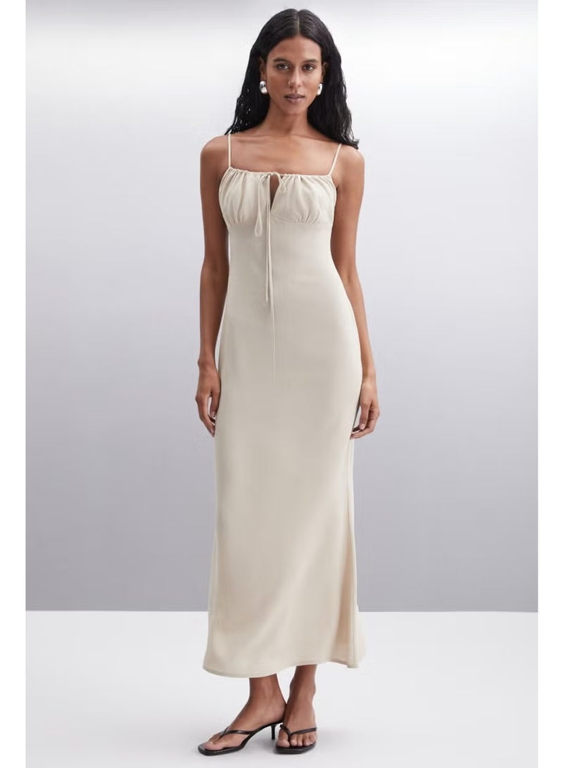 GRIMELANGE Ribbed Tie-Front Dress - Image 1